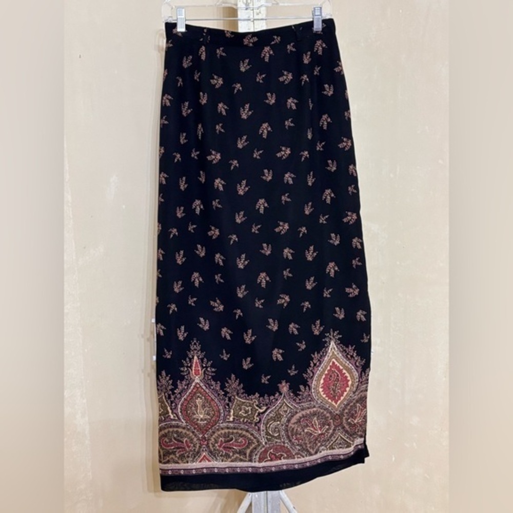 Studio Jax Black and Red Paisley Pencil Skirt Sz 10